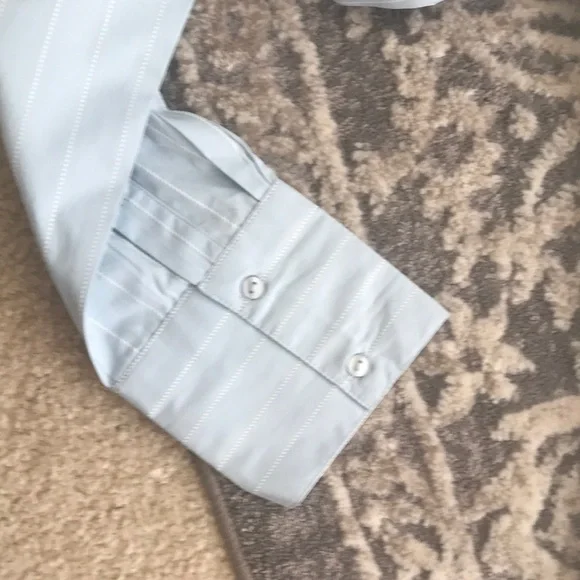 Women's Light Blue  2 piece pants set with White pinstripes - Picture 4 of 12